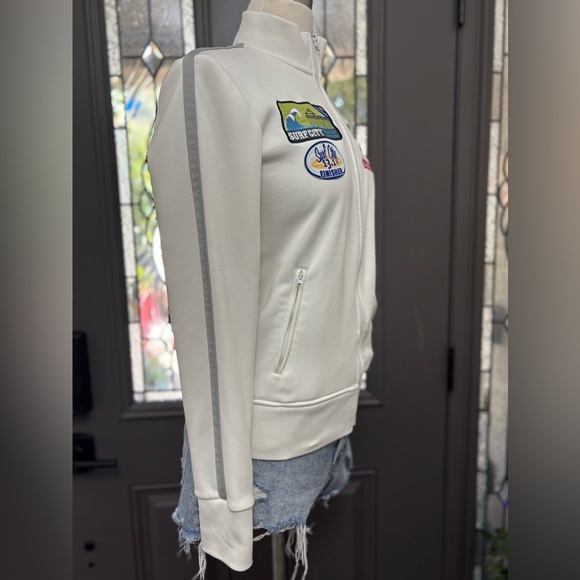 Green Layer Women's White Surf City Marathon Track Jacket - Picture 4 of 9